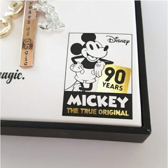 Disney Mickey Mouse Hidden Mickey Silver Plated Necklace 90 Years of Magic NWT - Picture 4 of 8
